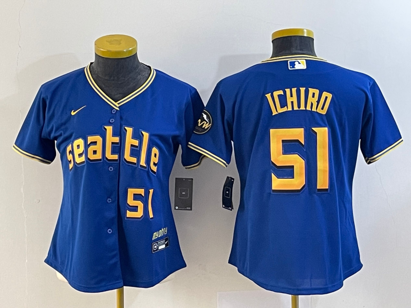 Youth Seattle Mariners #51 Ichiro Suzuki Royal 2023 City Connect With Patch Stitched Baseball Jersey